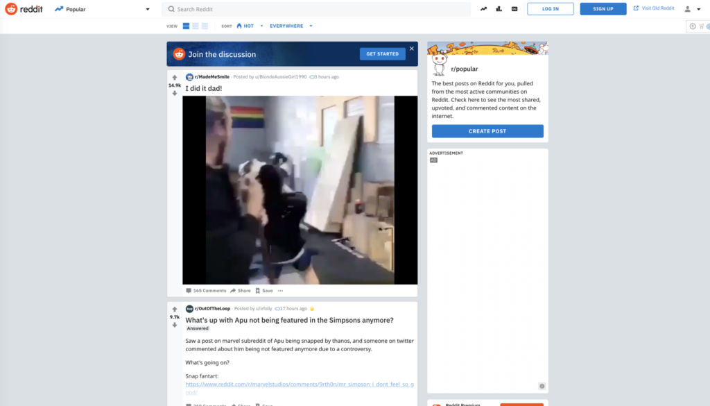 The Reddit Homepage